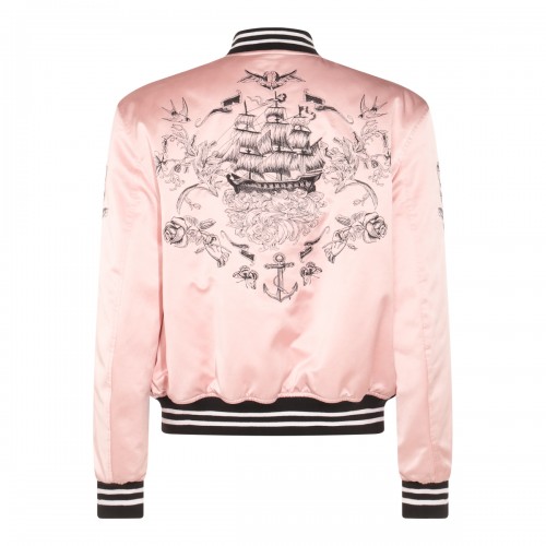 PINK AND BLACK COTTON CASUAL JACKET
