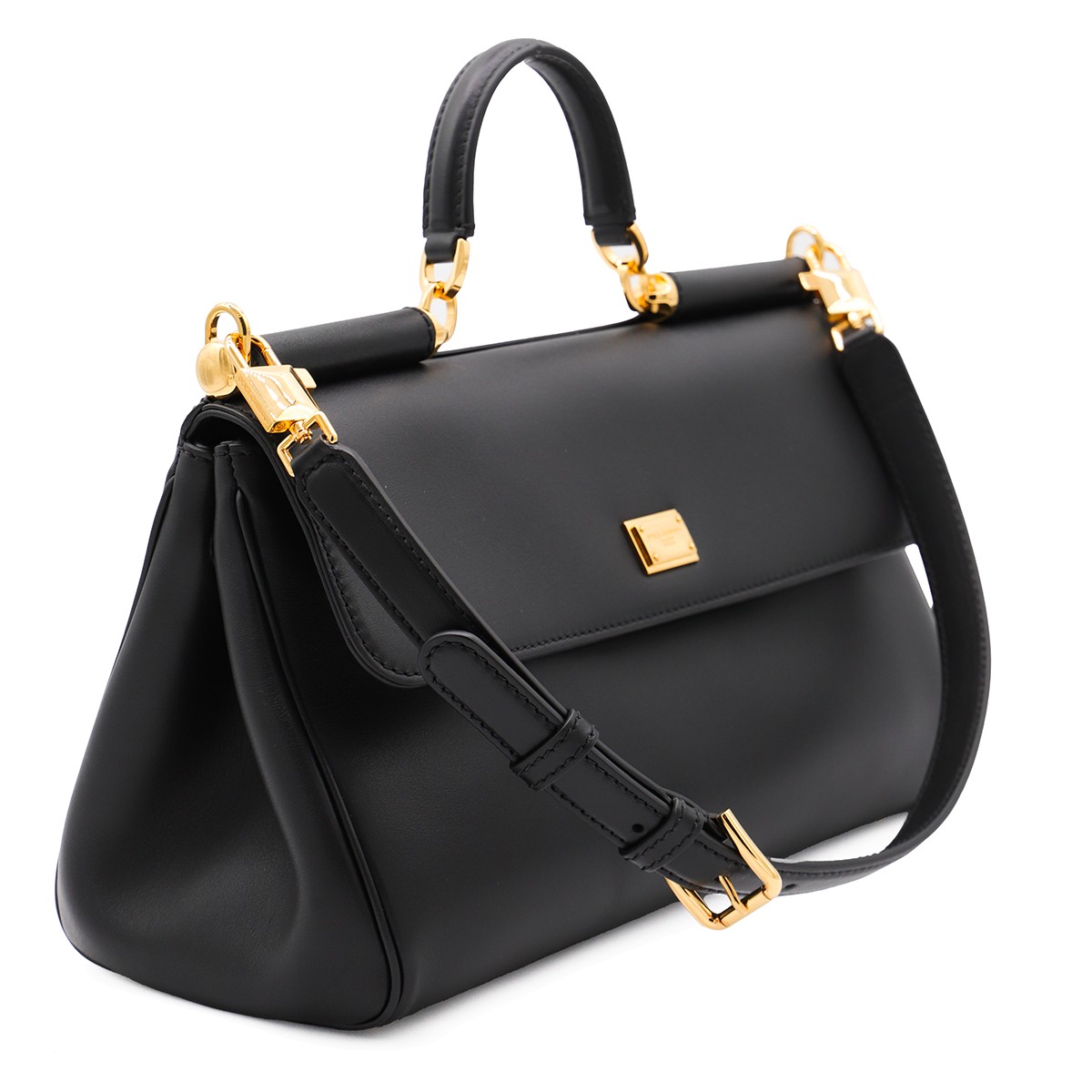 BLACK LEATHER MY SICILY TOP HANDLE BAG