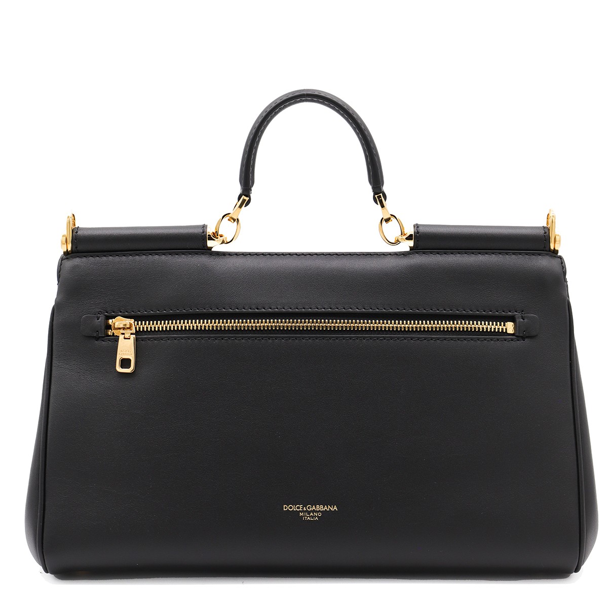 BLACK LEATHER MY SICILY TOP HANDLE BAG