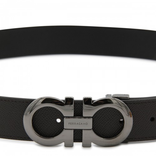 BLACK AND BROWN LEATHER BELT