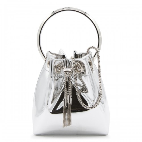 SILVER LEATHER BON BON TOP HANDLE BAG