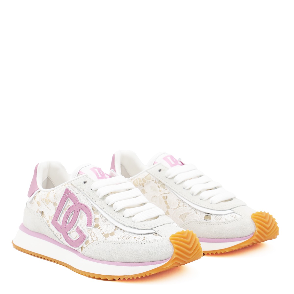 スニーカー DOLCE & GABBANA WHITE AND PINK DG CUSHION SNEAKERS Mixed-material DG CUSHION sneakers in Multicolor for Women