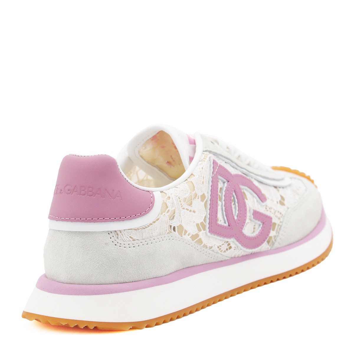 WHITE AND PINK DG CUSHION SNEAKERS WHITE AND PINK DG CUSHION SNEAKERS
