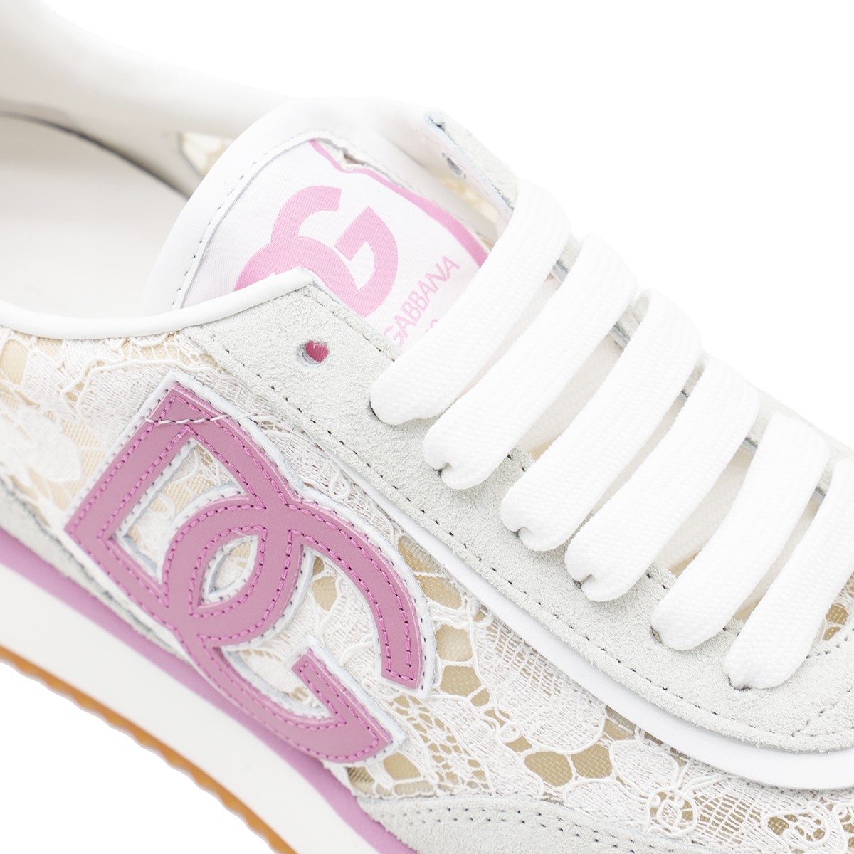 WHITE AND PINK DG CUSHION SNEAKERS WHITE AND PINK DG CUSHION SNEAKERS