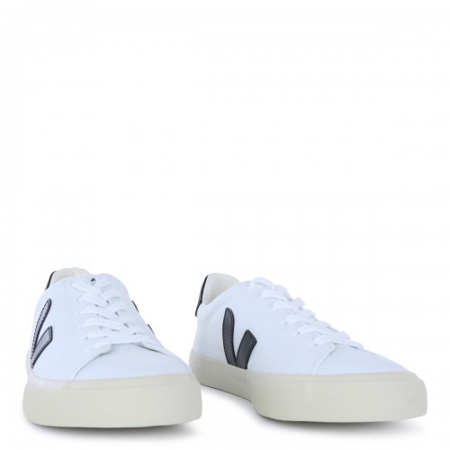 WHITE AND BLACK LEATHER CAMPO SNEAKERS