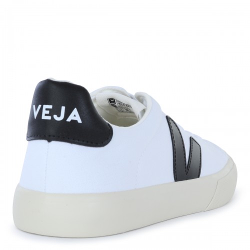 WHITE AND BLACK LEATHER CAMPO SNEAKERS
