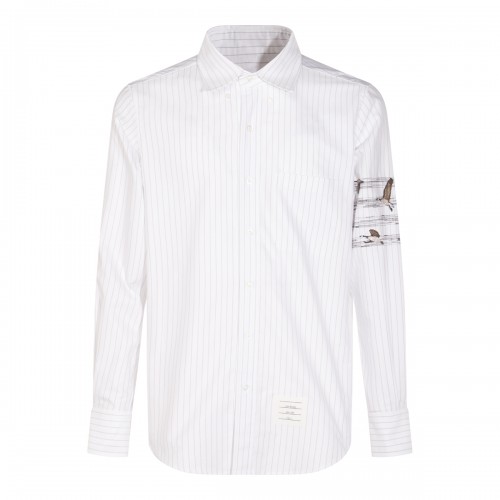 WHITE AND GREY COTTON SHIRT