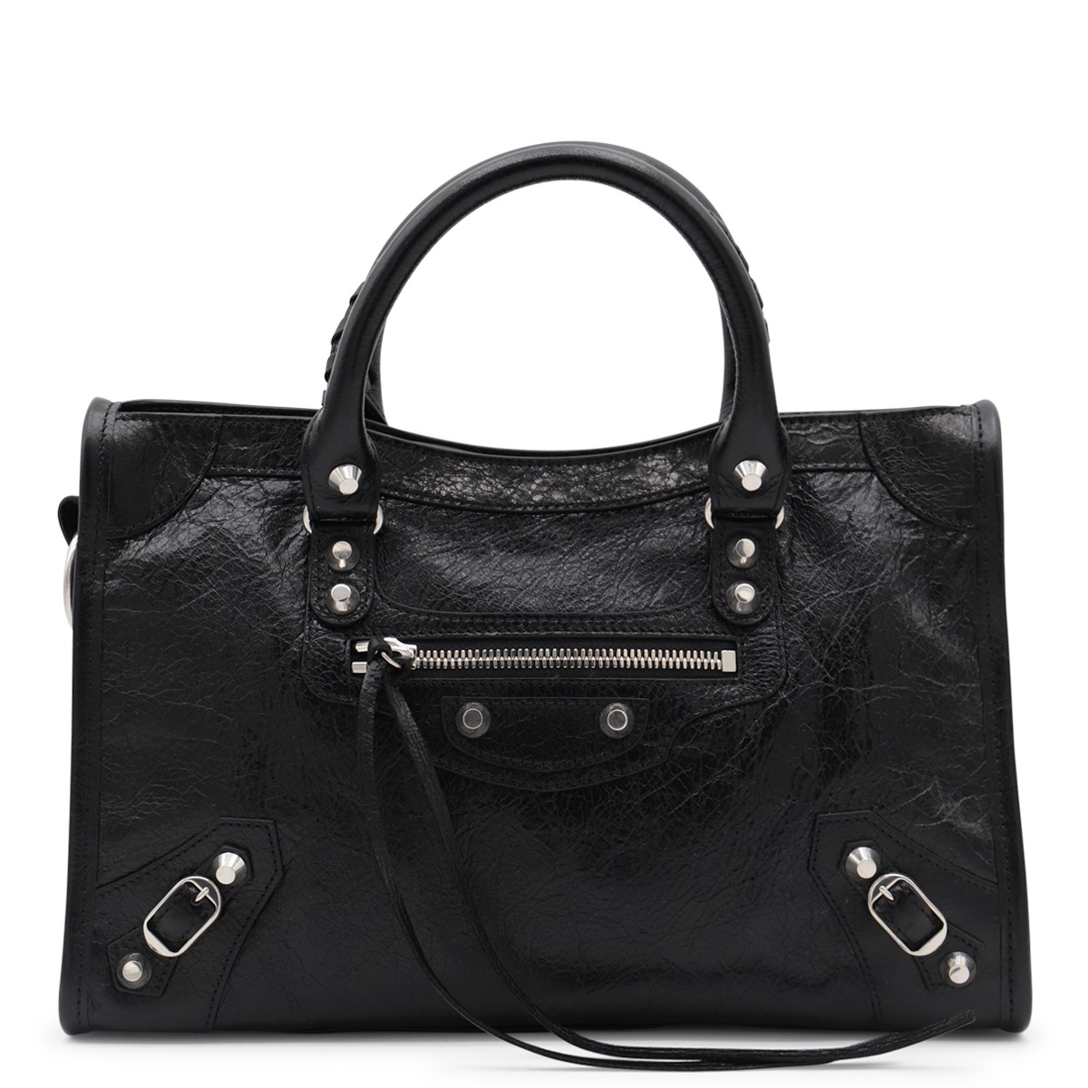 BLACK LEATHER MINY CITY BAG