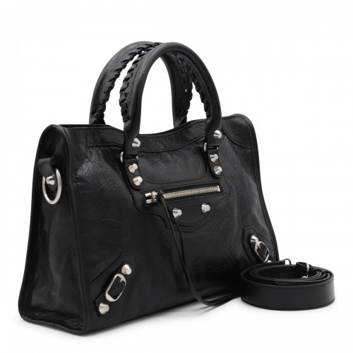 BLACK LEATHER MINY CITY BAG
