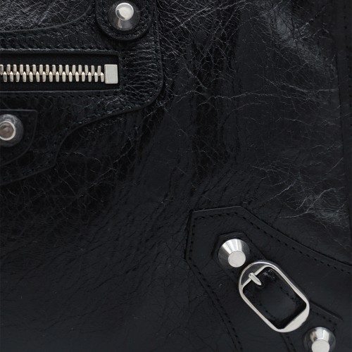 BLACK LEATHER MINY CITY BAG