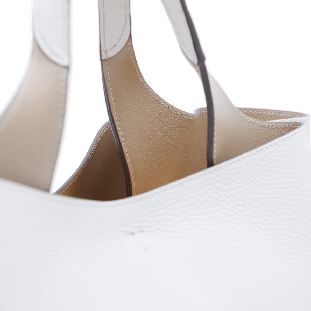 WHITE LEATHER MINI TOP HANDLE BAG