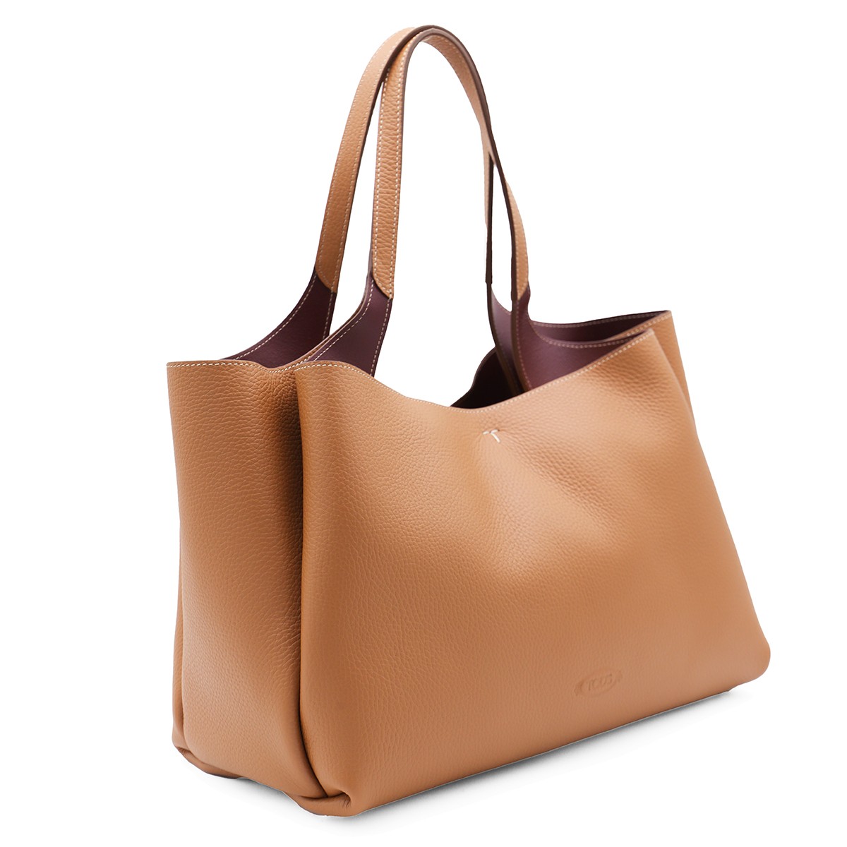 BROWN LEATHER TOP HANDLE BAG