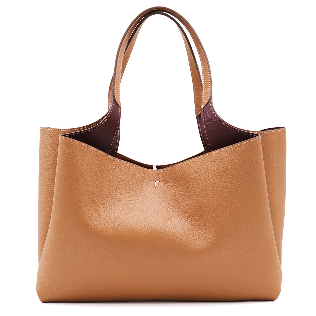 BROWN LEATHER TOP HANDLE BAG