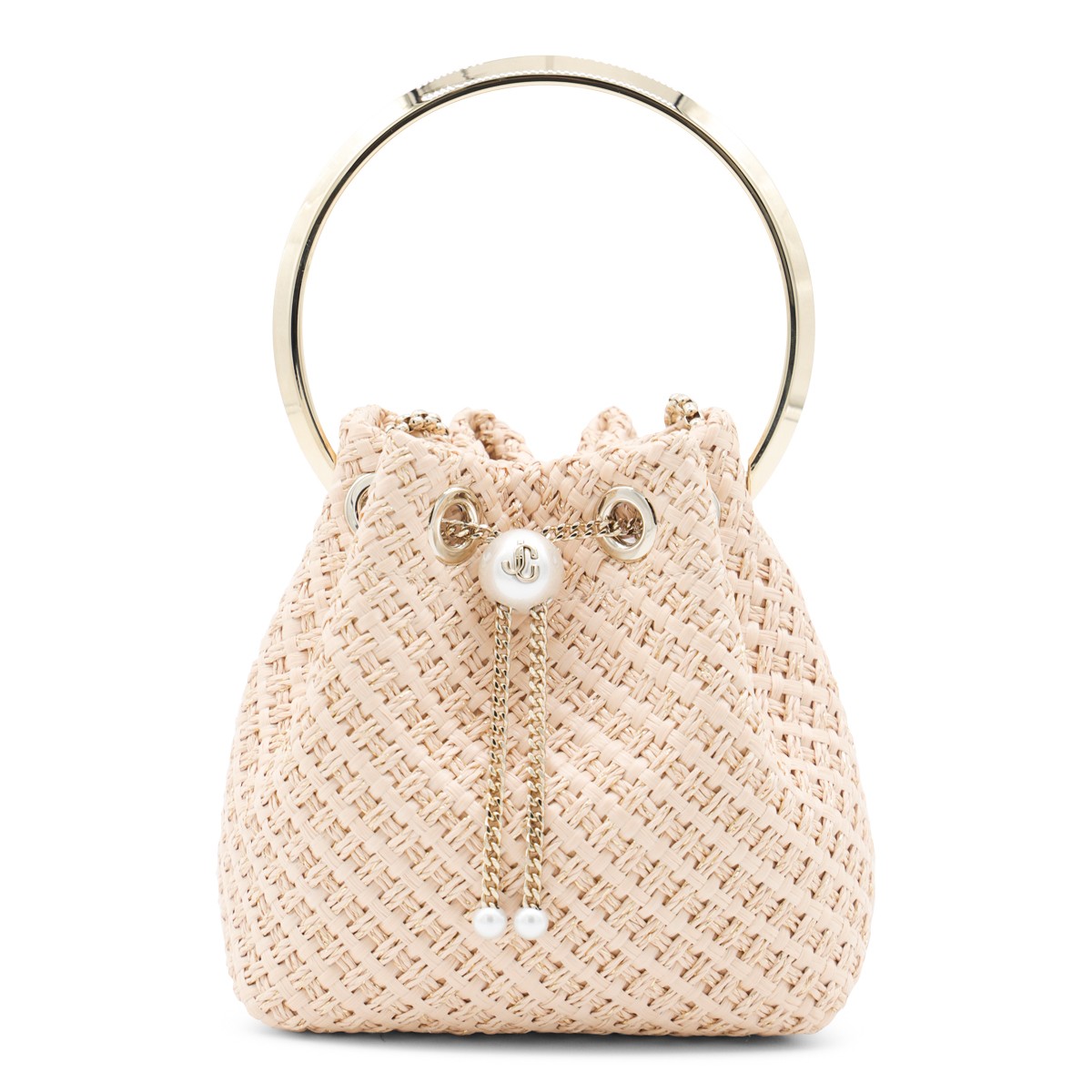 BEIGE LEATHER TOP HANDLE BAG