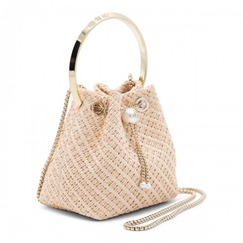 BEIGE LEATHER TOP HANDLE BAG