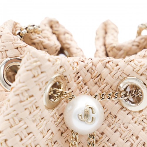 BEIGE LEATHER TOP HANDLE BAG