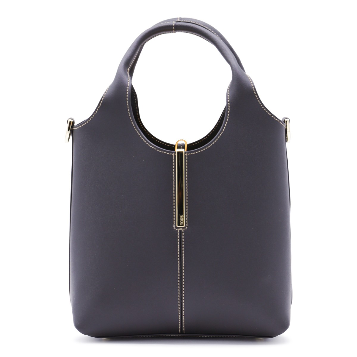 BLACK LEATHER TOP HANDLE BAG
