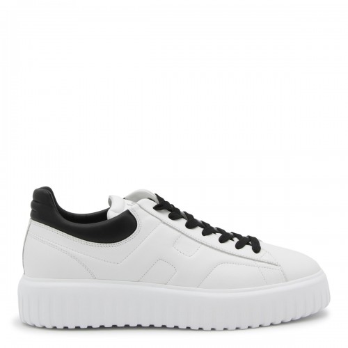 WHITE AND BLACK LEATHER SNEAKERS