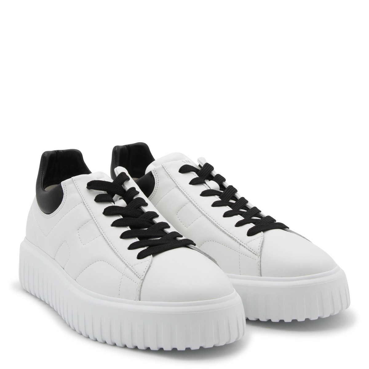WHITE AND BLACK LEATHER SNEAKERS WHITE AND BLACK LEATHER SNEAKERS
