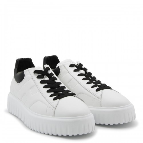 WHITE AND BLACK LEATHER SNEAKERS