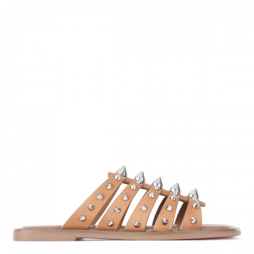 BROWN LEATHER CHARJA FLATS