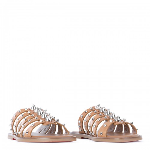 BROWN LEATHER CHARJA FLATS
