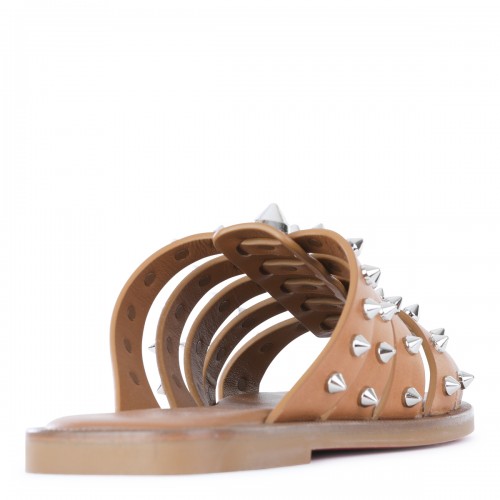 BROWN LEATHER CHARJA FLATS