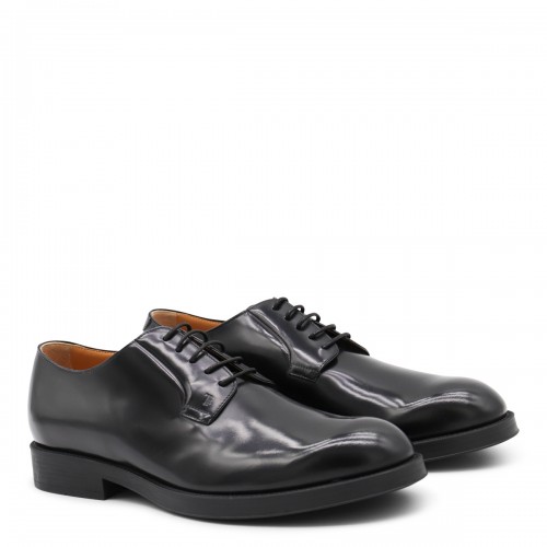 BLACK LEATHER LACE UP SHOES 2