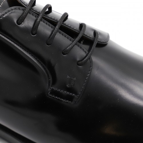 BLACK LEATHER LACE UP SHOES