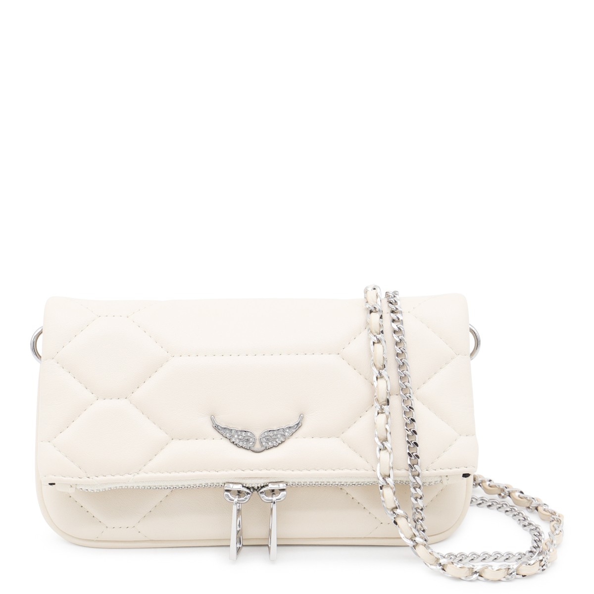 WHITE LEATHER ROCK NANO SHOULDER BAG