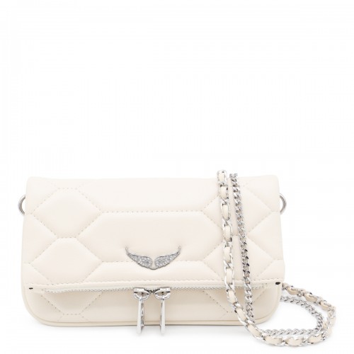 WHITE LEATHER ROCK NANO SHOULDER BAG