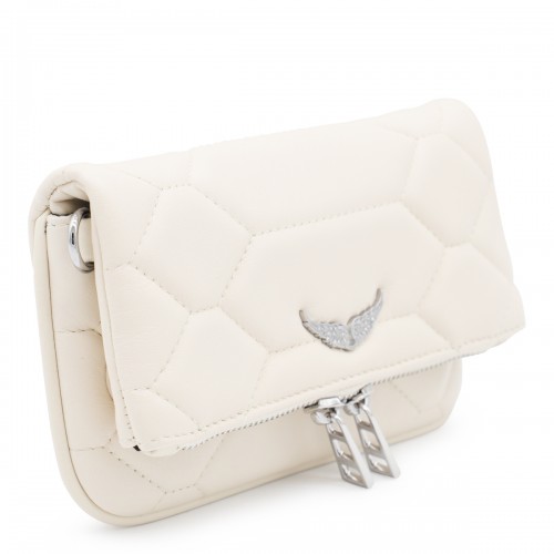 WHITE LEATHER ROCK NANO SHOULDER BAG
