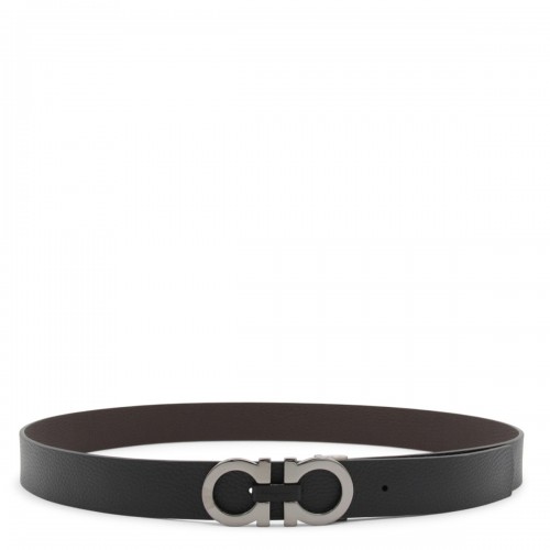 BLACK LEATHER GANCINI BELT