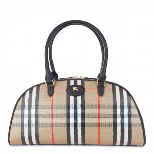 BEIGE LEATHER HIGHLAND BOWLING TOP HANDLE BAG