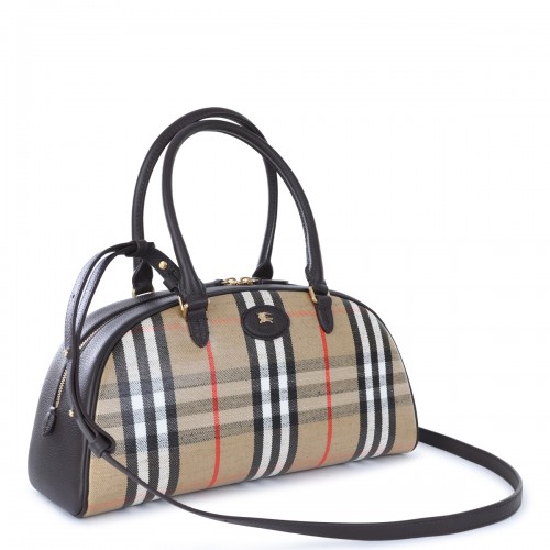 BEIGE LEATHER HIGHLAND BOWLING TOP HANDLE BAG