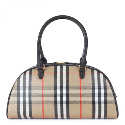 BEIGE LEATHER HIGHLAND BOWLING TOP HANDLE BAG
