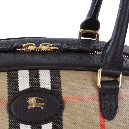 BEIGE LEATHER HIGHLAND BOWLING TOP HANDLE BAG