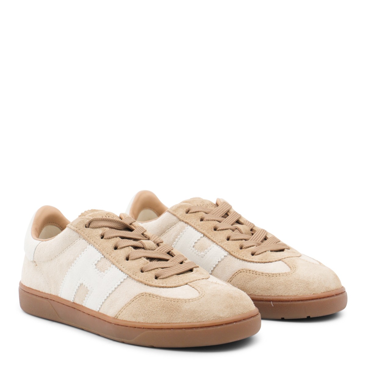 BEIGE AND BROWN LEATHER SNEAKERS BEIGE AND BROWN LEATHER SNEAKERS