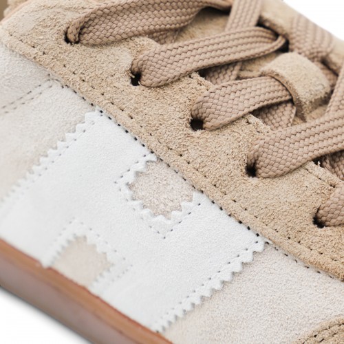 BEIGE AND BROWN LEATHER SNEAKERS