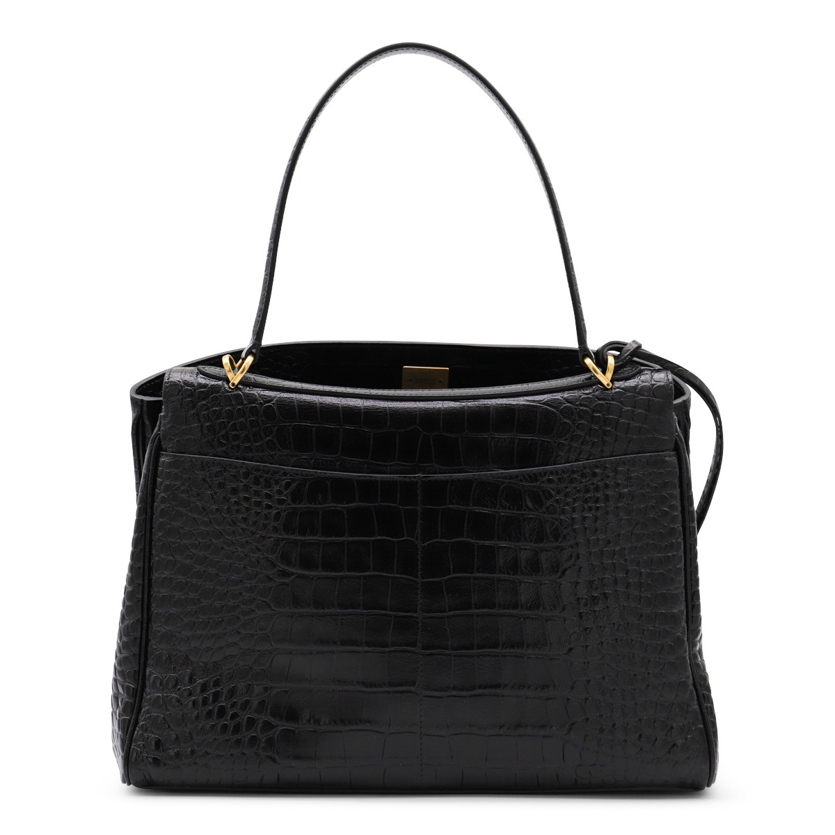 BLACK LEATHER RODEO TOP HANDLE BAG