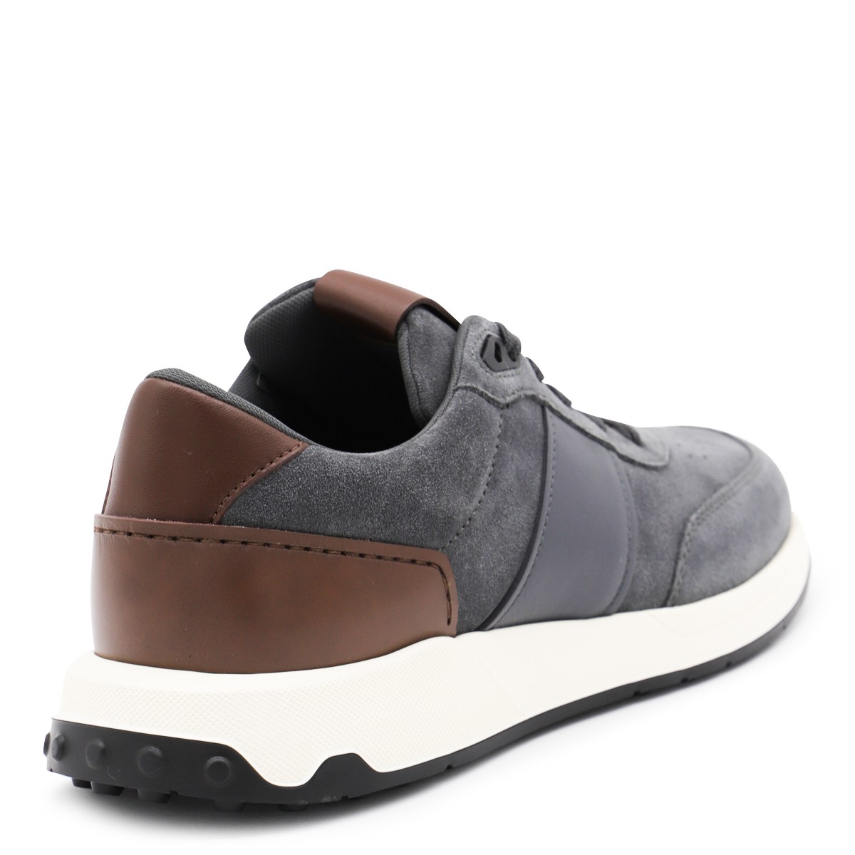 DARK GREY AND BROWN LEATHER SNEAKERS