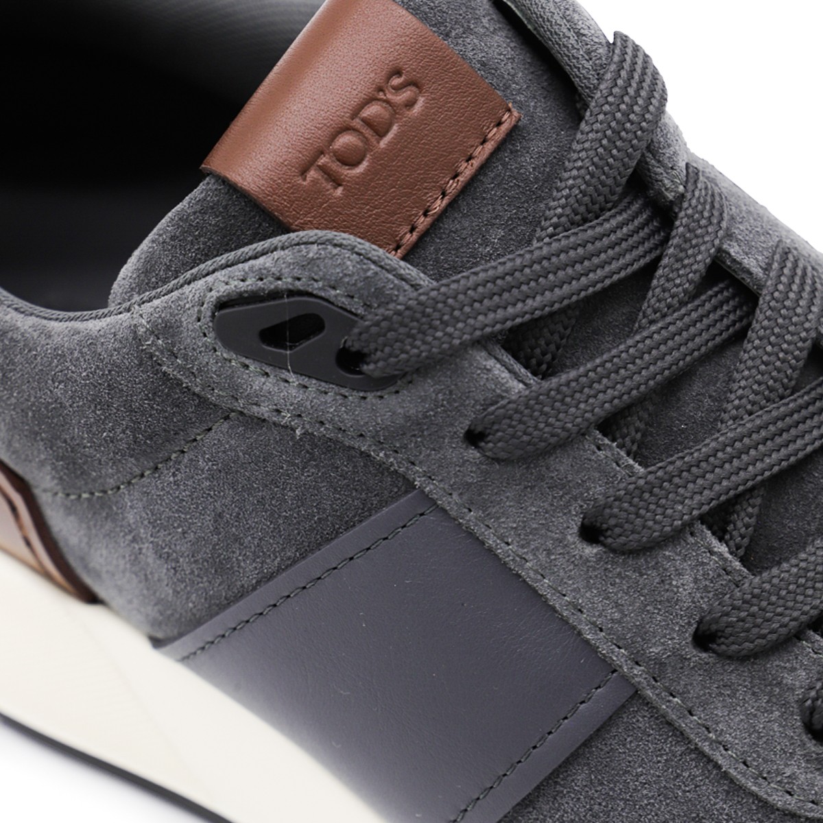 DARK GREY AND BROWN LEATHER SNEAKERS