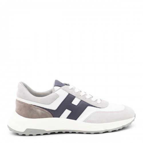 WHITE AND GREY LEATHER SNEAKERS