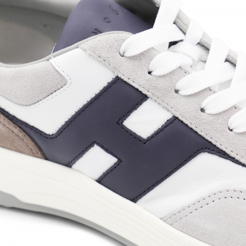 WHITE AND GREY LEATHER SNEAKERS