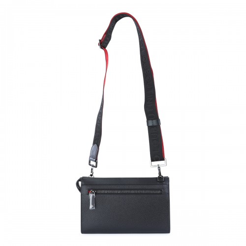 BLACK LEATHER FUNKY CROSSBODY BAG