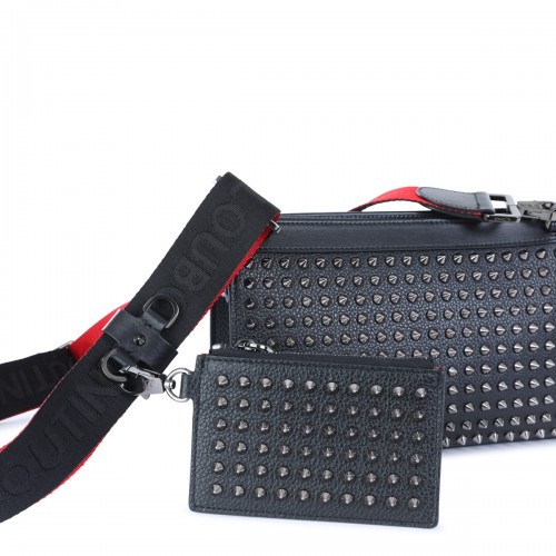BLACK LEATHER FUNKY CROSSBODY BAG