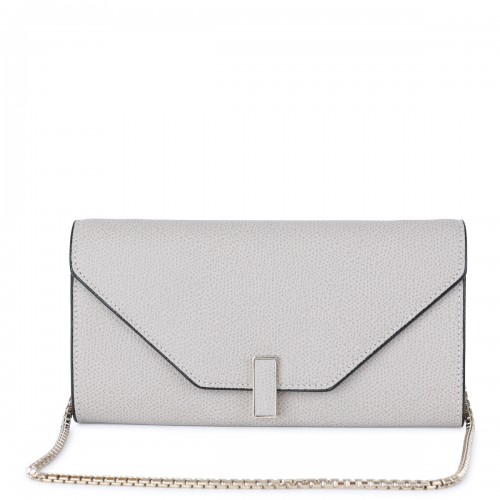 LIGHT GREY LEATHER ISIDE CROSSBODY BAG