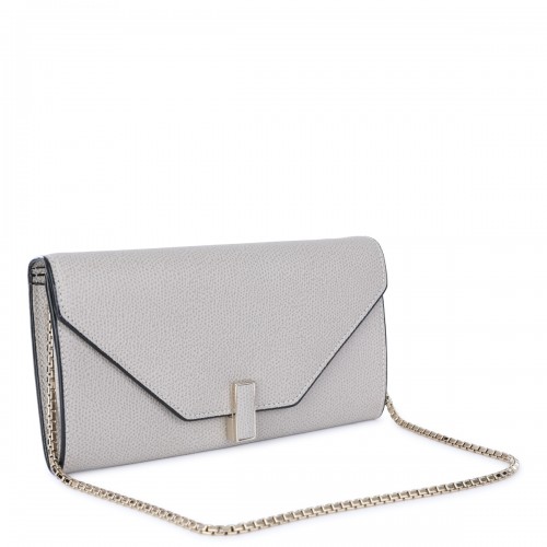 LIGHT GREY LEATHER ISIDE CROSSBODY BAG