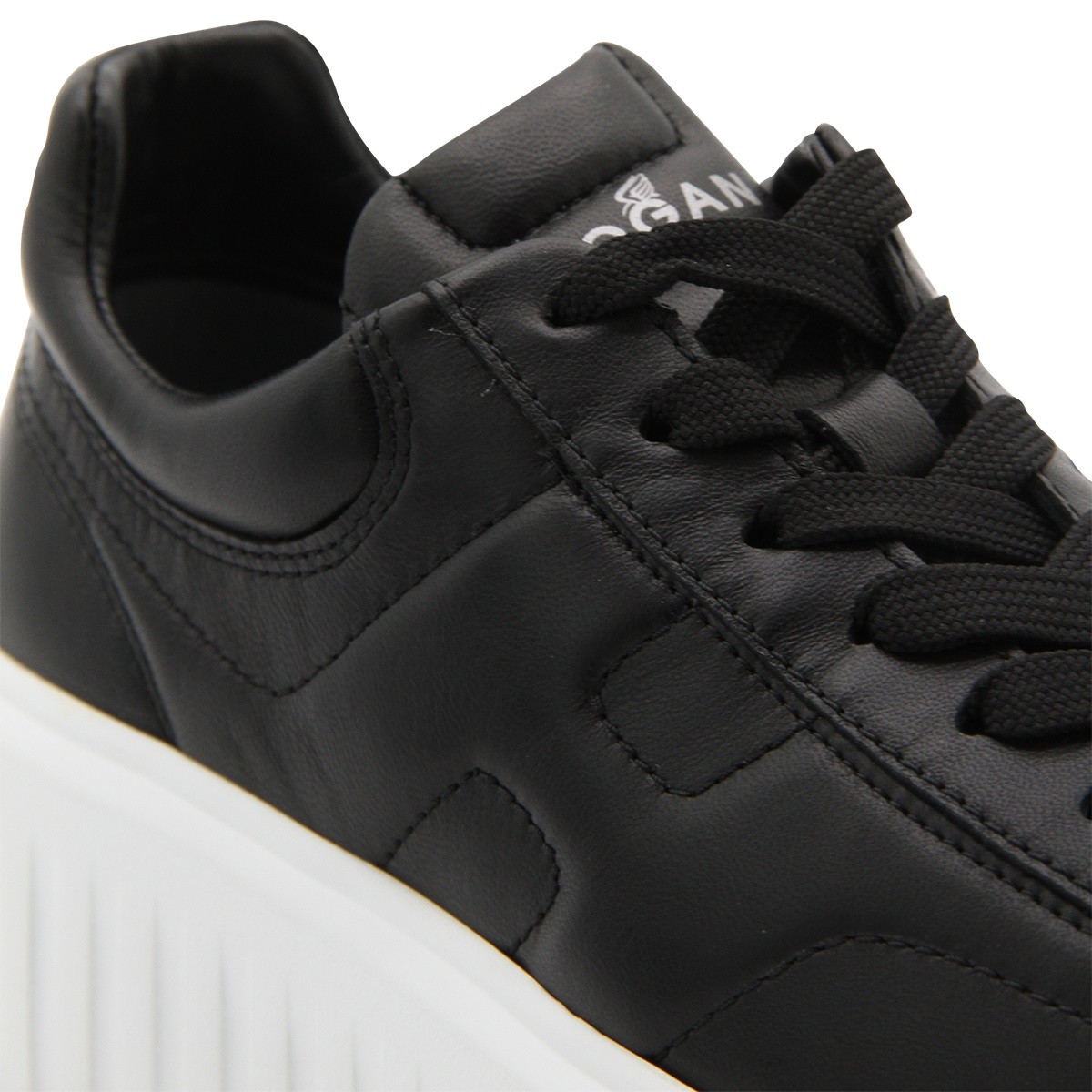 BLACK LEATHER H-STRIPES SNEAKERS BLACK LEATHER H-STRIPES SNEAKERS