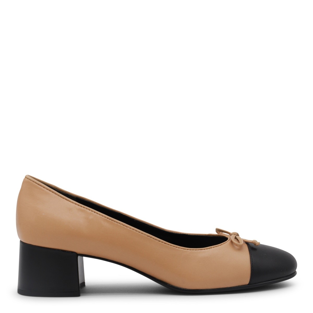 BROWN AND BLACK LEATHER PUMPS